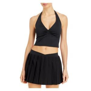 FRANKIES BIKINIS Womens Crop Top Black Removable Padded Cups Juniors XS